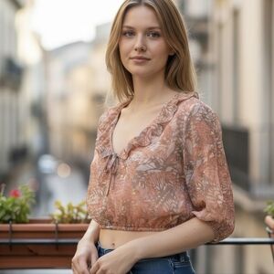 Sage The Label Floral Blouse Coral (BL21)